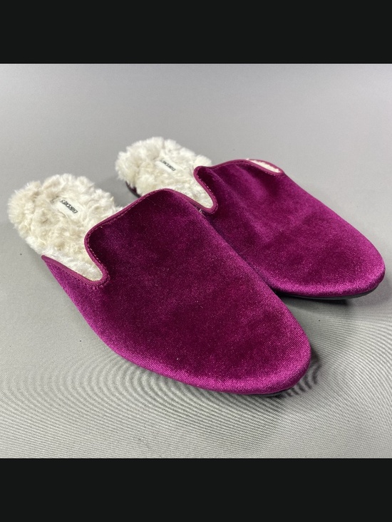 Birdies Shoes - Birdies Velvet Mule Slippers in Magenta with Faux Fur Lining